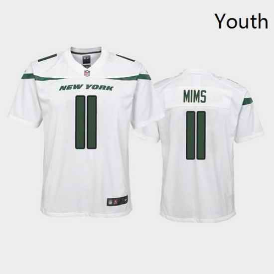 youth denzel mims new york jets white game jersey